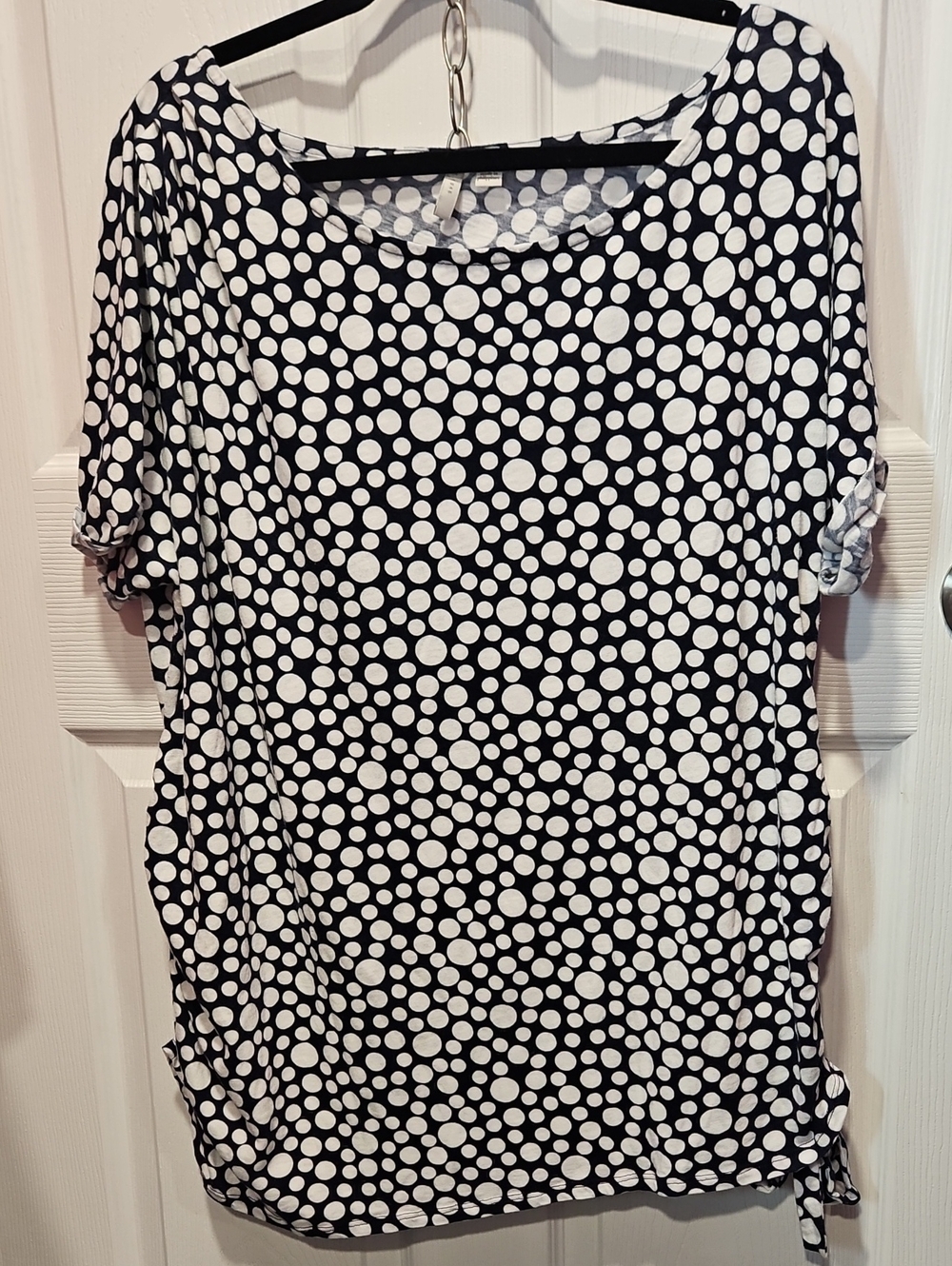 Cato Navy and White Polka Dot Tunic
